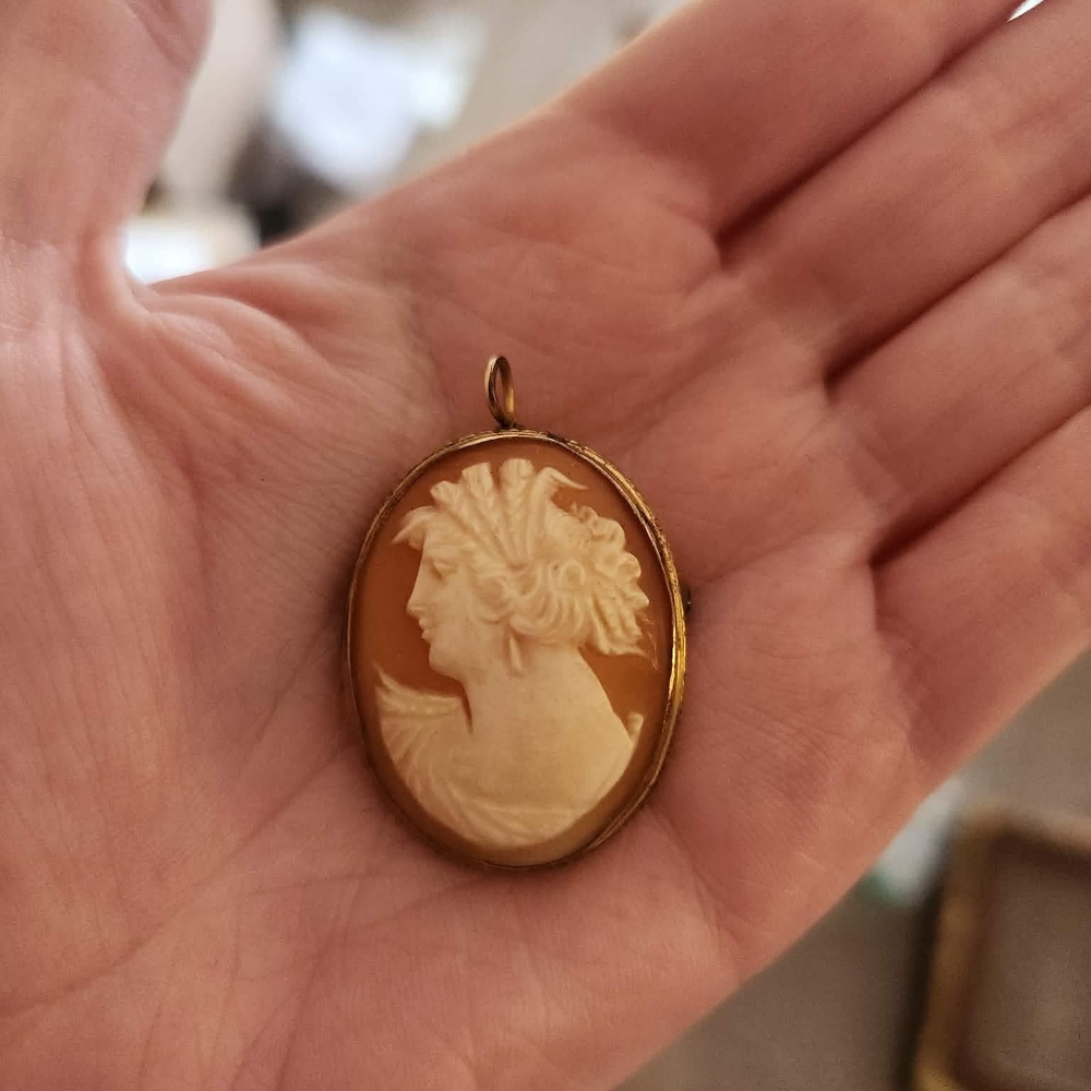 Vintage-Inspired Cameo Pendant Necklace in Cream and Brown
